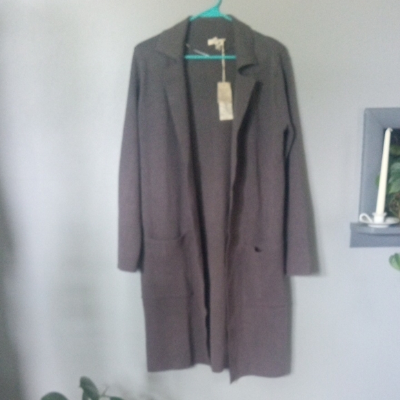 Mystree Sweaters - Mystree Gray Knit Long Cardigan Size Small